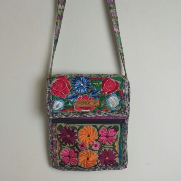 Heavily Embroidered Boho Floral Soft Body Crossbody Bag - Picture 1 of 8